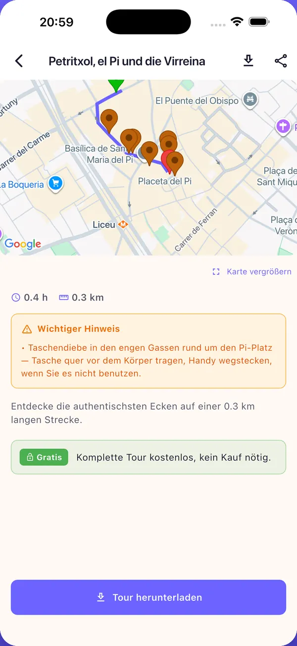 Screenshot der App: Du gehst, die Geschichte startet von selbst