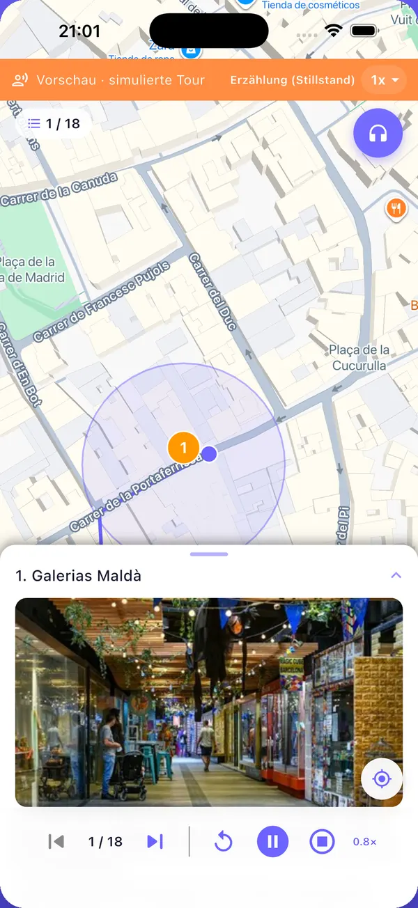 Screenshot der App: Oder hör sie vom Sofa aus